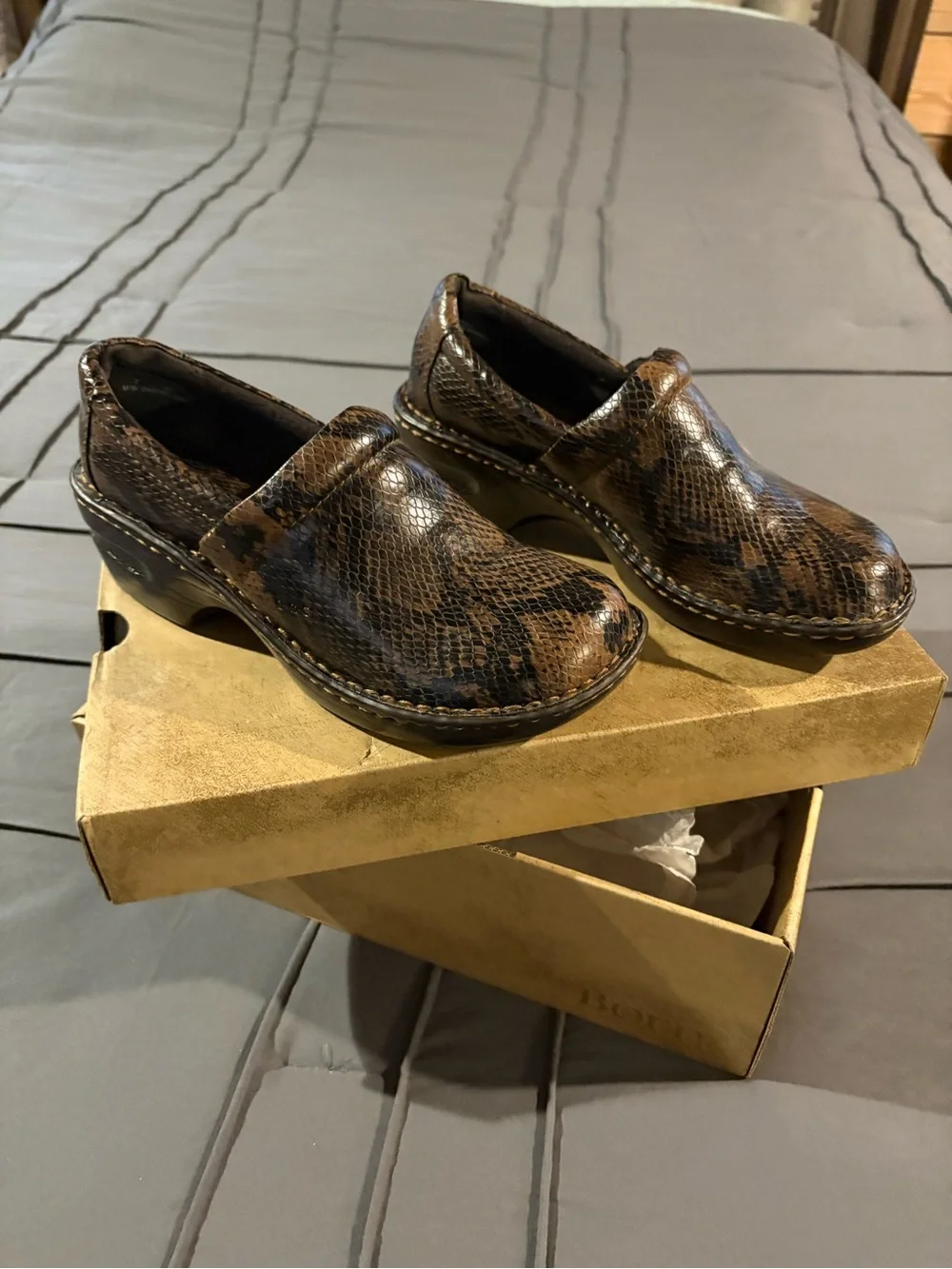 Born B.O.C.  Snake-Print Slip-On Clog NEW WITH BOX